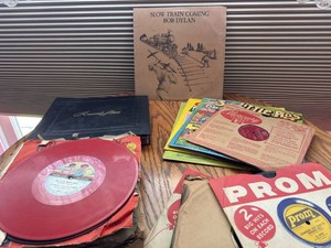 Assorted Vintage Record Lot Bob Dylan 78 RPM Childrens LPs
