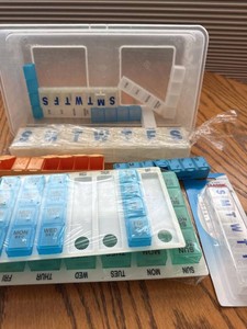 Assorted Weekly Pill Organizers Medication Cases Travel & 7-Day Lot