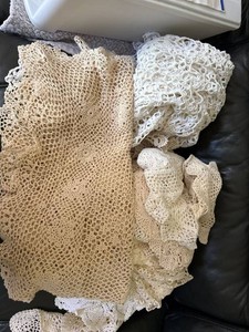 Vintage Handmade Crocheted Lace Table Linens Doilies Mixed Lot