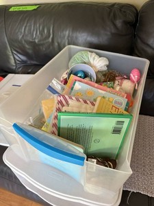 Assorted Easter Decor Craft Lot Books Ornaments Bunny Basket Tote