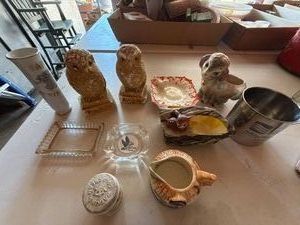 Vintage Ceramic Animal Planters Glass Dishes Souvenir Tableware Lot