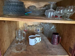 Lot of Assorted Vintage Glassware Mugs Bowls Plates Stemware