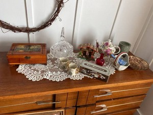 Vintage Decorative Home Decor Box Lot Glass Ceramics Wood Mixed