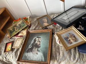 Vintage Framed Wall Art & Religious Prints Mixed Decor Lot