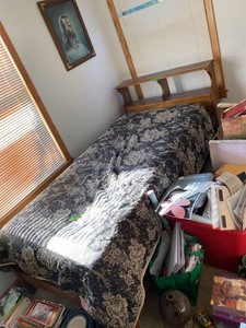 Vintage Wood Twin Bed Frame with Bookcase Headboard Footboard