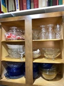 Vintage Assorted Pressed Glass & Cobalt Blue Serving Ware Lot