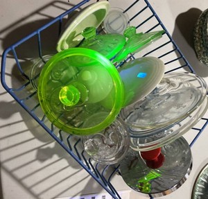 Vintage Lids for Assorted Glass Compotes Covered Candy Dishes Uranium Glass