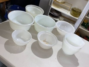 Vintage Milk Glass Mixing Bowl Lot Hamilton Beach Anchor Hocking