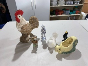 Vintage Ceramic Figurines & Planters Lot RRP Roseville Snail Rooster