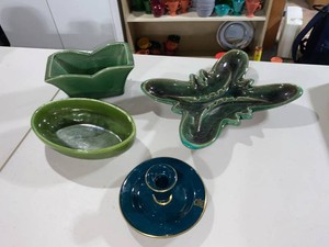 Lot of Vintage Art Pottery Red Wing Butterfly Haeger Green Ceramic