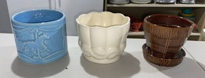 Vintage McCoy USA Pottery Planters & Brown USA Planter w Saucer
