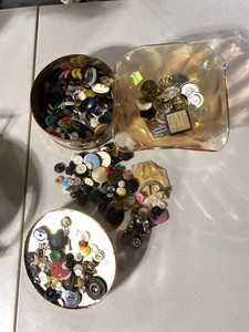 Lot of Assorted Vintage Sewing Buttons Buckles Bells & Findings