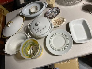 Lot of Vintage Porcelain Serving Dishes Casseroles Miniature Cups