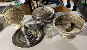 Assorted Vintage Silverplate Serveware & Glass Tableware Collection