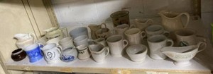 Lot of Vintage Ceramic Creamers Mugs Pitchers Gravy Boat Whiteware