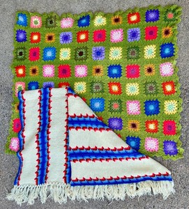 Two Vintage Crocheted Blankets