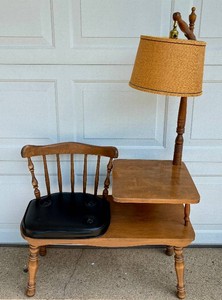 Vintage Telephone Bench with Built in Lamp