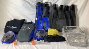 Underwater Adventure Package - Wet Suits, Flippers Two Head Sea Vu Dry Snorkeling Mask in Travel Bag