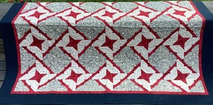 Interlocking Star Patriotic Quilt - Red, White & Blue - 75 x 64