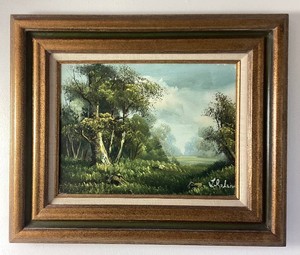 Vintage Framed Oil Landscape Painting  - Signed L. Rolan () Frame 24.25 x 20.25 Artwork 16 x 12