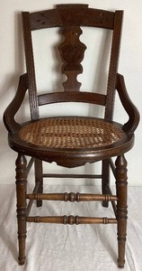Antique Eastlake Style Handcarved Cane Seat Chair