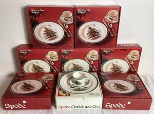 Spode Christmas Tree 3-Piece Buffet Sets - 8 in Original Boxes and One Set out of Box