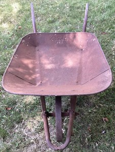 Antique All Metal Industrial Wheelbarrow from Akron Barrow Company 13X Heavy Duty Model 1920s