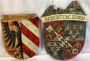 Cost of Arms Wall Hangings of Nurnberg(Nuremberg) and Berchtgaden (Bavaria) Germany