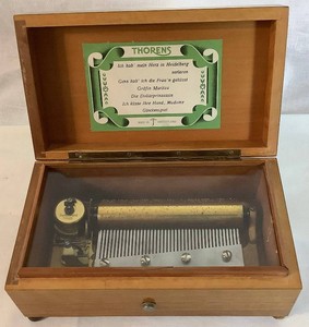 Vintage Thorens Wooden Music Box - Made in Switzerland