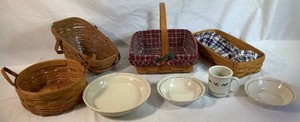 Longaberger Basket  and Stoneware Collection