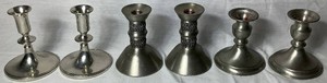 Three Sets of Pewter Candlesticks