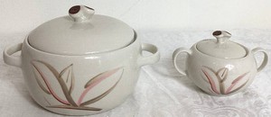 Two Vintage Winfield China Passion Flower Covered Handled Serving Bowls