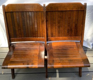 Vintage Wood-Slat Folding Stadium Seats from the University of Minnesotas Old Memorial Stadium