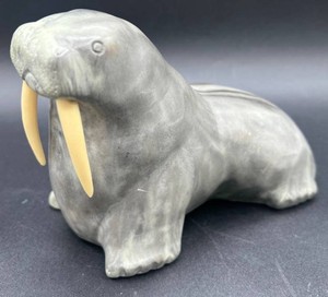 Canadian Walrus Soapstone Carving  - Replica of Original Carving by BONTEE