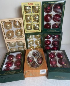 48 Vintage Glass Ornaments from Christmas by Krebs and Holly Designs (HD) in Original Boxes