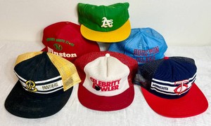 Bundle of Vintage 6 Sports Themed Hats - Trucker & Baseball