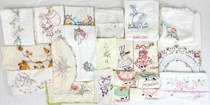 Vintage Embroidered Linens Bundle -Pillowcases, Tablerunners, Tableclothes, Towels and Napkins