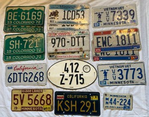 Collection of 17 License Plates from Minnesota, Wisconsin, Ohio, Colorado, California and Germany