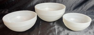 Set of 3 Fire King White Milk Glass Mixing Bowls