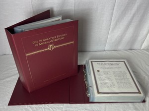 Vintage Two Volume The 50 Greatest Events in American History Collectible Stamp Album Sets