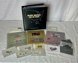50 State Greetings First Day Covers Commerative Album and 3 Display Sets of The Golden Age of Commerative U.S. Stampsplus a Selection of Historic Loose Stamps