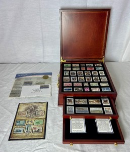 U.S. Civil War Commemorative Stamp Wooden Collectors Chest, 150 Yr Anniversary Civil War Stamp Collection and The Civil War 1861 Set