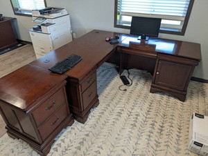 L-shaped Executive Office Desk With Dual Pedestal Storage