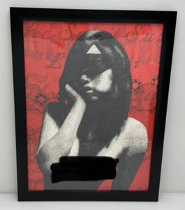 Vintage Stippled Pop Art Portrait Print 20 x 26 Framed