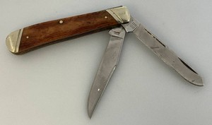 Vintage Rough Ryder Double Blade Pocket Knife With Red Bone Handle