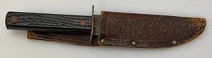 Vintage Hammer Brand Fix Blade Knife With 5 Blade With Misc. Leather Sheath