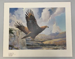 Mario Fernandez 64200 Limited Run  On Golden Wings Eagle Print Unframed 19.5 x 24 Overall Size In Protective Sleeve
