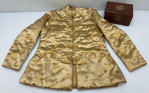 Vintage Oriental Collectibles Including Oriental Jacket And Wooden Storage Box 4 x 5.5 x 8