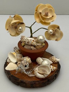 Vintage Shell Art With Swarovski Crystal Seal 4 x 5