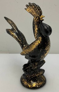 Mid-Century Modern 11 Black And Gold Speckle Rooster